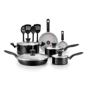 T-Fal C921SE64 Initiatives Ceramic Nonstick Dishwasher/Oven Safe Healthy PTFE-PFOA-Cadmium Free Cookware Set, 14-Piece, Black