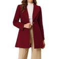 thumbnail image 1 of INSPIRE CHIC Women's Lapel Collar Buttoned Outwear Elegant Work Notch Trench Winter Coat L Burgundy, 1 of 6