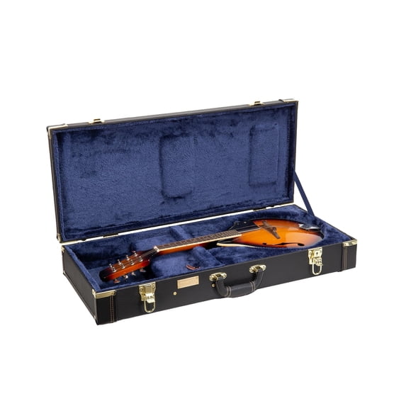 Crossrock Rectangular Wooden Case fits A-style Mandolins with Accessory Compartment Stainless Steel Latches Metal Feet-Black (CRW620MABK-R)