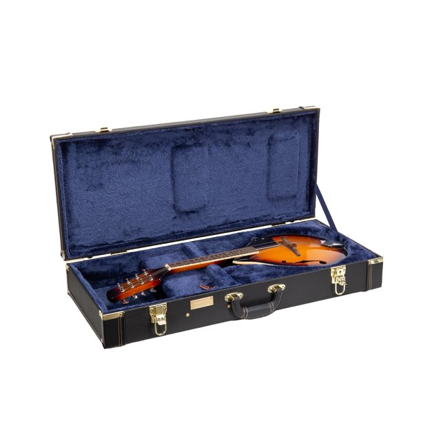 Crossrock Rectangular Wooden Case fits A-style Mandolins with Accessory Compartment Stainless Steel Latches Metal Feet-Black (CRW620MABK-R)