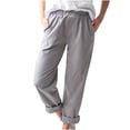 thumbnail image 2 of Mikilon Women Casual Solid Color Pockets Elastic Waist Comfortable Straight Pants, 2 of 5