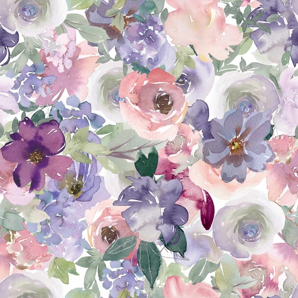 1pc 17.7*118 inches HAOKHOME Vintage Floral Wallpaper - Self-Adhesive, Removable, Peel and Stick Wallpaper for Living Room, Kitchen, Bedroom, Dormitory - Purple Flower Pattern, Easy to Install, No Mes
