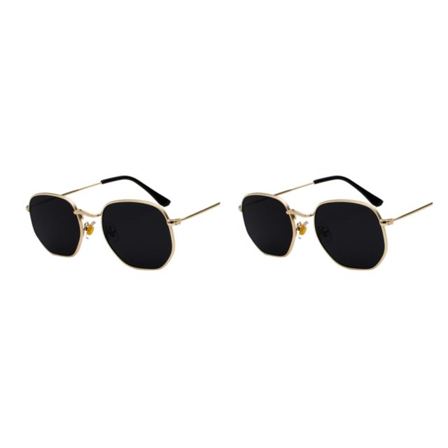 Redempat Fashionable Polarized Lens Small Frame Sun Glasses For Trendy Style gold black gray C2 2Set
