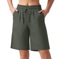 thumbnail image 1 of Summer Clearance! Womens Plus Size Pants,Summer Pants for Womens,Ladies' Summer Fashionable Design Casual And Comfortable High Waisted Loose Drawstring Multi Pocket Five Quarter Pants, 1 of 5