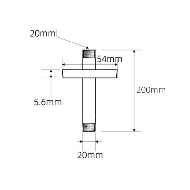 10-30cm Black Shower Bracket with Flange Ceiling Mount Shower Head Extension