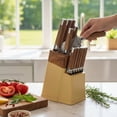 thumbnail image 4 of 13 Pcs Kitchen Knife Set With Block And Sharpener High Carbon Stainless Steel Cutlery Kitchen Knife Block Set Dishwasher Anti-Slip Handle Brown, 4 of 7