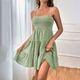 thumbnail image 1 of UPPADA Women's Robe d'Été Trapèze Cami Mini Robe Sans Manches Évasée Courte Robes Décontractées Mignonnes Robes d'Été Grande Taille Plage Vacances Robes Fluides Boho à Bretelles Spaghetti Robe Décontractée Vert,TG, 1 of 3
