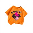 thumbnail image 1 of T-shirts Filles Été Cool Imprimé Graphique Col Rond Manches Courtes Décontracté Hauts Orange 5-6 Ans, 1 of 3