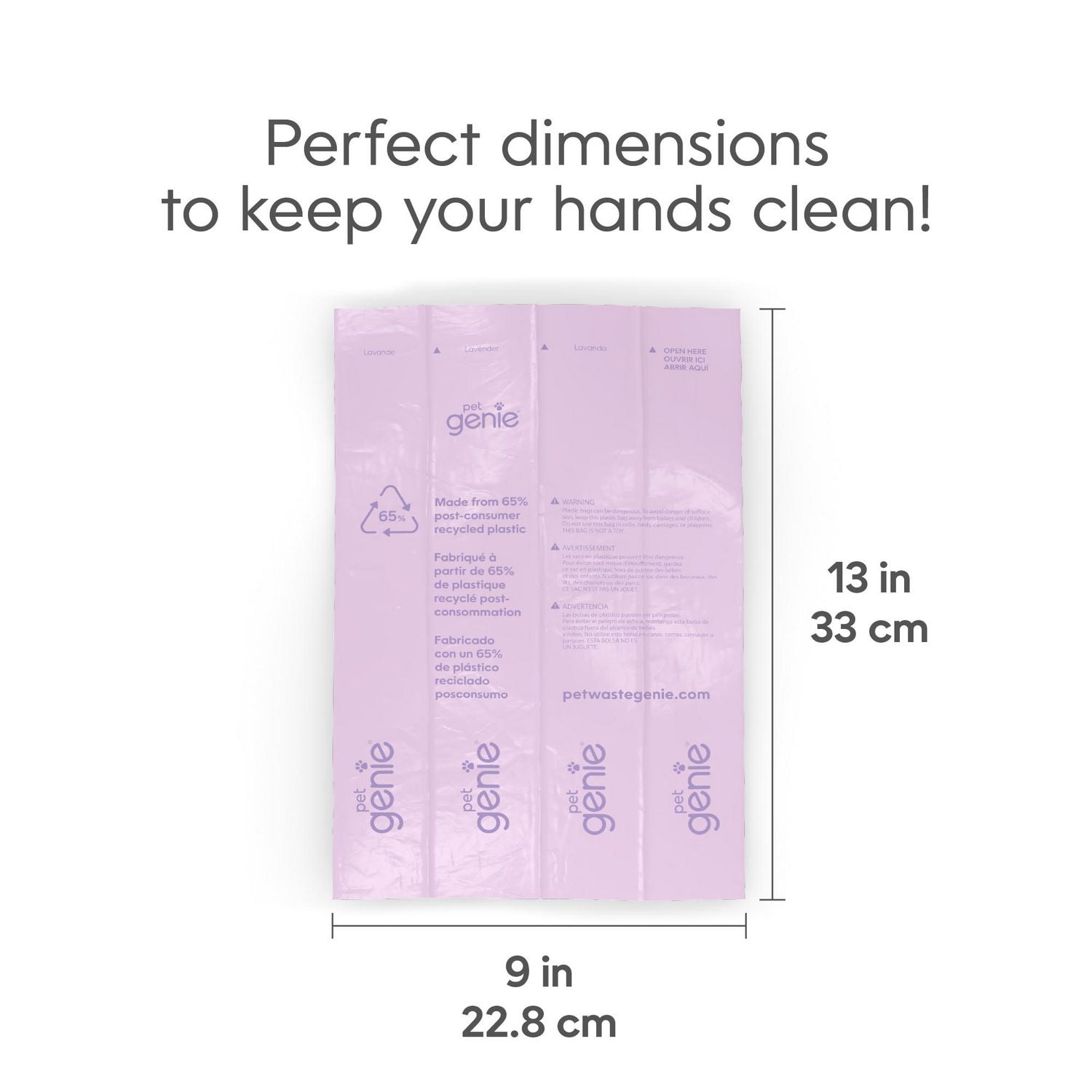 Pet Genie - Dog Poop bags - includes 240 lavender-scented bags made from 65% recycled plastic