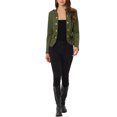 thumbnail image 2 of INSPIRE CHIC Women's Faux Suede Open Front Long Sleeve Button Decor Steampunk Jacket L Green, 2 of 6