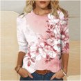 thumbnail image 2 of Birdeem Blouse pour Femmes T-Shirt Imprimé Mode Manches 3/4 Blouse Col Rond Hauts Décontractés, 2 of 12