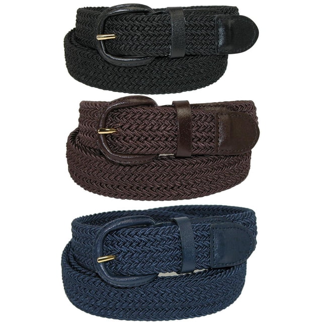 CTM® Elastic Braided Stretch Belt (Pack of 3 Colors) (Men's)