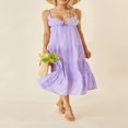 thumbnail image 4 of Solid Spaghetti Strap Midi Cami Dress for Women - Perfect for Parties and Beach, 4 of 9