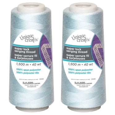 UNIQUE CREATIV TRULOCK 40 wt Polyester Serging Thread 1500 m (1640 yd) Cone, Light Blue
