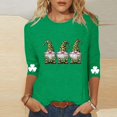 thumbnail image 1 of Mceream Manches 3/4 St Patricks Day Shirt Hauts pour Femmes Printemps Col Rond T-Shirts Décontractés Blouses à Imprimé Floral T-Shirts Graphiques Tenues d'Été Hauts Bohèmes Grande Taille Chemises à Imprimé Trèfle TTTG, 1 of 5