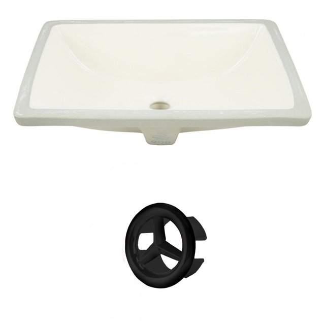 20.75-in. W Rectangle Bathroom Undermount Sink Set In Biscuit - Black Hardware AI-20430