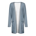 thumbnail image 4 of AherBiu Womens Cardigan Tops Long Sleeve Open Front Mid-Long Outwear with Pockets Spring Clothes, 4 of 5