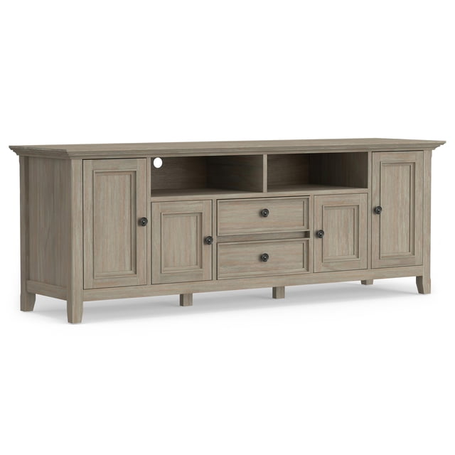 Amherst 72 inch Wide Solid Wood Transitional TV Stand in Distressed Gray