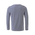 thumbnail image 3 of INSPIRE CHIC T-shirt à Manches Longues à Col Ras du Cou Rayé pour Homme en Coton, Haut à Enfiler Bleu Marine 38, 3 of 7