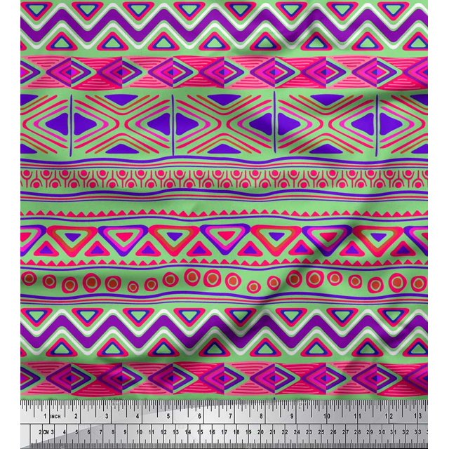 Soimoi Rayon Fabric Aztec Geometric Decor Fabric Printed Yard 56 Inch Wide