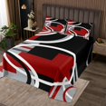 thumbnail image 2 of Erosebridal Black Red Gray Circle Quilt Sets for Twin Size Bed, Abstract Striped Line Bed Set 2 Pieces, 2 of 5