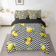thumbnail image 2 of Summer Lemon Twin Bed In A Bag 7 Piece Yellow Lemon Comforter Set With Sheets Green Leaves Bedding Set For Kids Adults Black Geometric Wave Stripes Bed Sheet Set With Comforter, 2 of 5