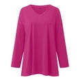 thumbnail image 4 of Breezora Tunique à Col Rond Oversize pour Femmes, Manches Longues, Chemise Rayée, Blouse Douce à Coupe Ample, Tenue Décontractée Décontractée, Confort Quotidien 2026, Taille TTG, Rose Vif, 4 of 5