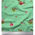 thumbnail image 1 of Soimoi Polyester Crepe Fabric Leaves & Carnation Floral Print Sewing Fabric Yard 52 Inch Wide, 1 of 1