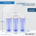 thumbnail image 2 of Max Water Système de Filtration à Réduction de Nitrate de 10 Pouces à 3 Étapes, pour Toute la Maison, Sédiment + Anion + CTO, 2 of 5