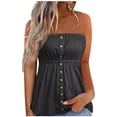 thumbnail image 1 of Yuyuzo Débardeurs Sans Bretelles pour Femmes, Tunique Plissée Extensible, Blouse d'Été Cami, 1 of 5