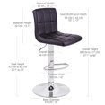 thumbnail image 4 of Bronte Living Leatherette Bar Stool 360 Swivel, Adjustable Height 24" to 33" Mid-Backrest, with Hard Floor Protection Rubber Band - Series Clementine - Set of 2, 4 of 9