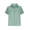 thumbnail image 4 of Yuyuzo Womens Button down Shirts Short Sleeve V Neck Tshirts Solid Color Office Work Tops Blouses, 4 of 6