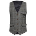 thumbnail image 2 of LSLJS Débardeur pour Homme Homme Uni Mode à Carreaux avec Poches Gilet à Simple Boutonnage Hauts Blouse, 2 of 9