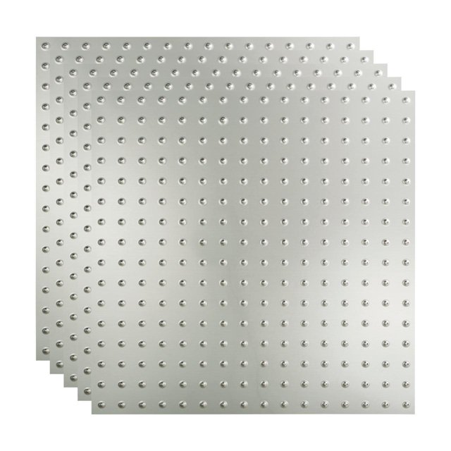 Fasade 2ft x 2ft Vinyl Ceiling Panel 5 Pack Brushed Aluminum