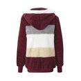 thumbnail image 5 of EGNMCR Womens Winter Fuzzy Fleece Jacket Hooded Color Block Patchwork Cardigan Zipper Pullover Coats Outerwear with Pockets, 5 of 5