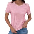 thumbnail image 1 of Timegard Hauts d'Été pour Femmes Épaules Tombantes Bouton Col Rond Confortable Décontracté Ajusté Manches Courtes T-Shirts, 1 of 8