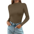 thumbnail image 1 of HongQid Chandails à Col Roulé à Manches Longues pour Femmes sous-Vêtements Thermiques Hauts Basiques Coupe Ajustée Mode d'Automne Haut Léger, 1 of 9