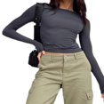 thumbnail image 4 of Blouse Mode Urbaine à Manches Longues Unie pour Femmes, 4 of 6