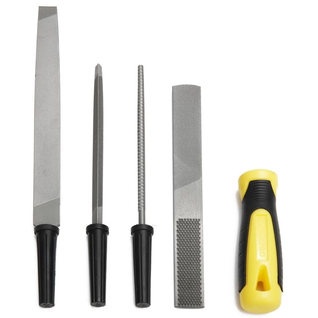 WorkPro Ensemble de Dossiers - 5 Pcs avec Quatre Dossiers en Acier Allié Trempé Comprenant des Poignées en Plastique Noir et une Poignée Ergonomique Jaune et Noire Revêtue de Caoutchouc, Incluant des Dossiers mill bastard de 8 Pouces, Rond de 6 Pouces, Effilé Mince de 6 Pouces et 4-en-1 de 8 Pouces, Convient à l'Amélioration de la Maison et aux Projets d'Outils Manuels Spécialisés.
