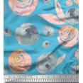 thumbnail image 1 of Soimoi Poly Georgette Fabric Flower & Leaves Watercolor Printed Fabric 1 Yard 52 Inch Wide, 1 of 3