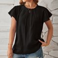 thumbnail image 4 of asjyhkr T-Shirts d'Été pour Femmes à Manches Courtes, Col Rond, Plissés, T-Shirts Unis, T-Shirts Mode, 4 of 5