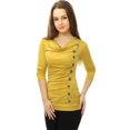 thumbnail image 4 of INSPIRE CHIC Women's Cowl Neck Buttons Decor Long Sleeves Ruched Top, 4 of 6