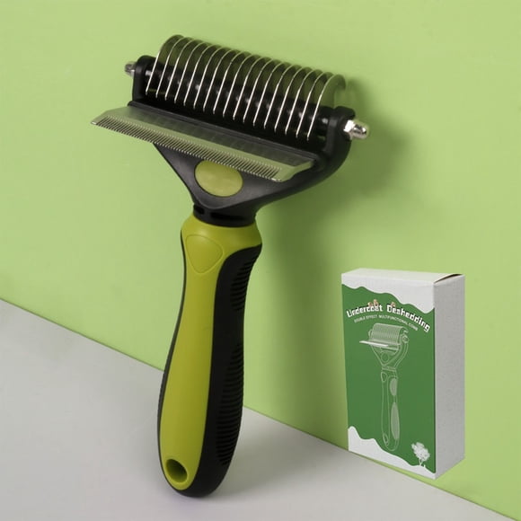 Birdeem Pet Dematting Comb, Double Sided Dog Cat Grooming Brush with Stainless Steel Blades, Undercoat Rake for Long Hair Mat Removal