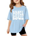 thumbnail image 1 of Girls Summer Oversized T-Shirts - Short Sleeve, Crewneck, Solid Color - Casual Basic Tops, 3-14 Years, 1 of 5