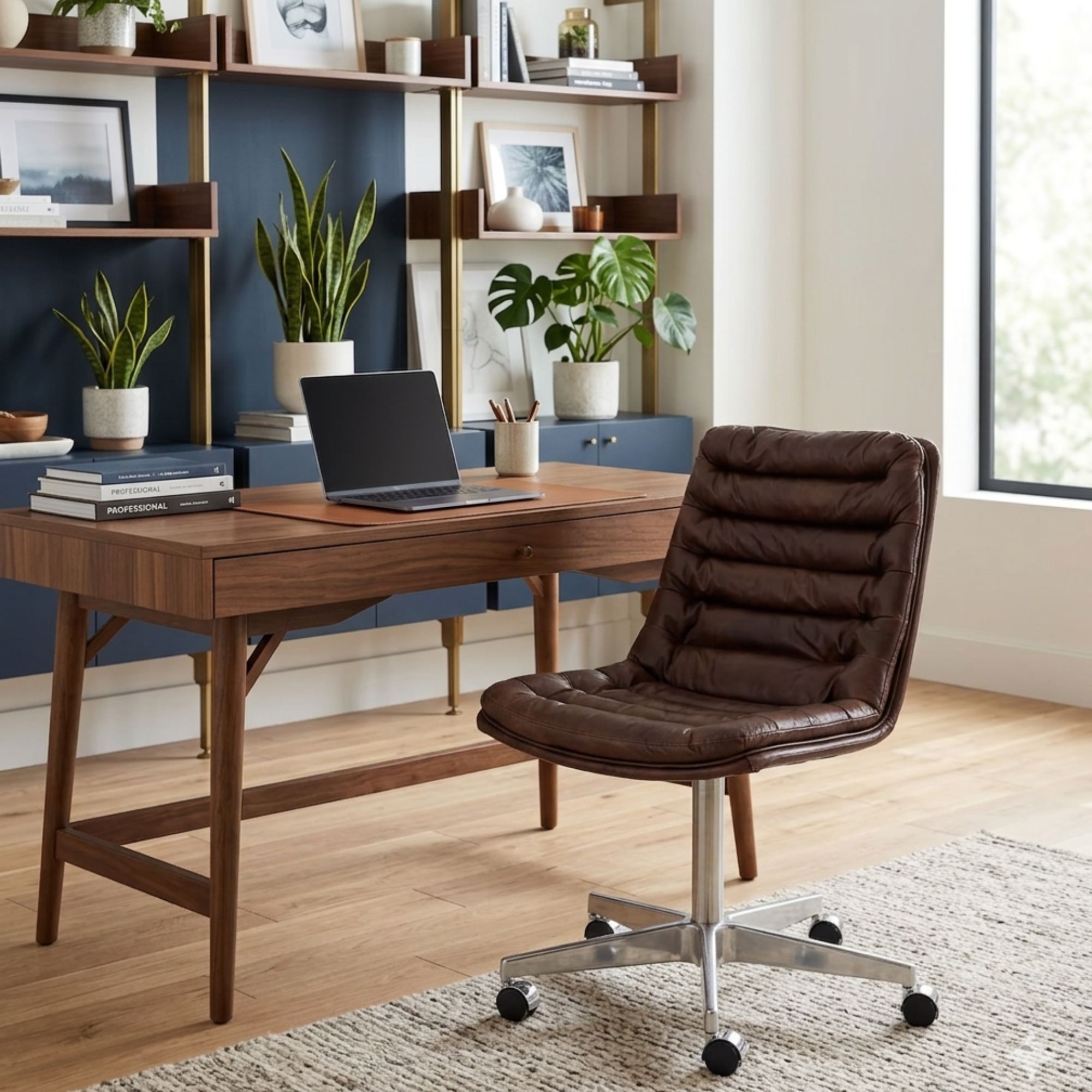 Office chair Ronie whiskey high back Brown Executive Comfortable Faux Leather Ergonomic