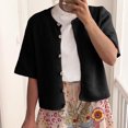 thumbnail image 2 of Cameland Cardigan Décontracté à Manches Cinq Boutons Col Rond pour Femmes, 2 of 6