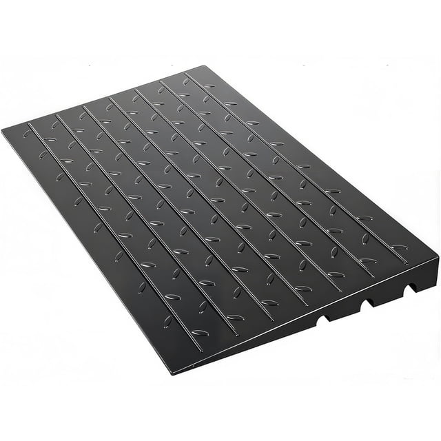 Heavy Duty Rubber Threshold Ramp – 4" Rise, Non-Slip, 2500 lbs Capacity, 3-Channel Cord Cover, Portable Curb Ramp for Wheelchairs, Doorways, Stairs, Home, Pets