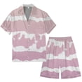 thumbnail image 2 of Men's Gradient Printed Satin Short Sleeve Button Up Pajama Loungewear Set for Comfortable Sleep and Relaxation at Home, 2 of 4
