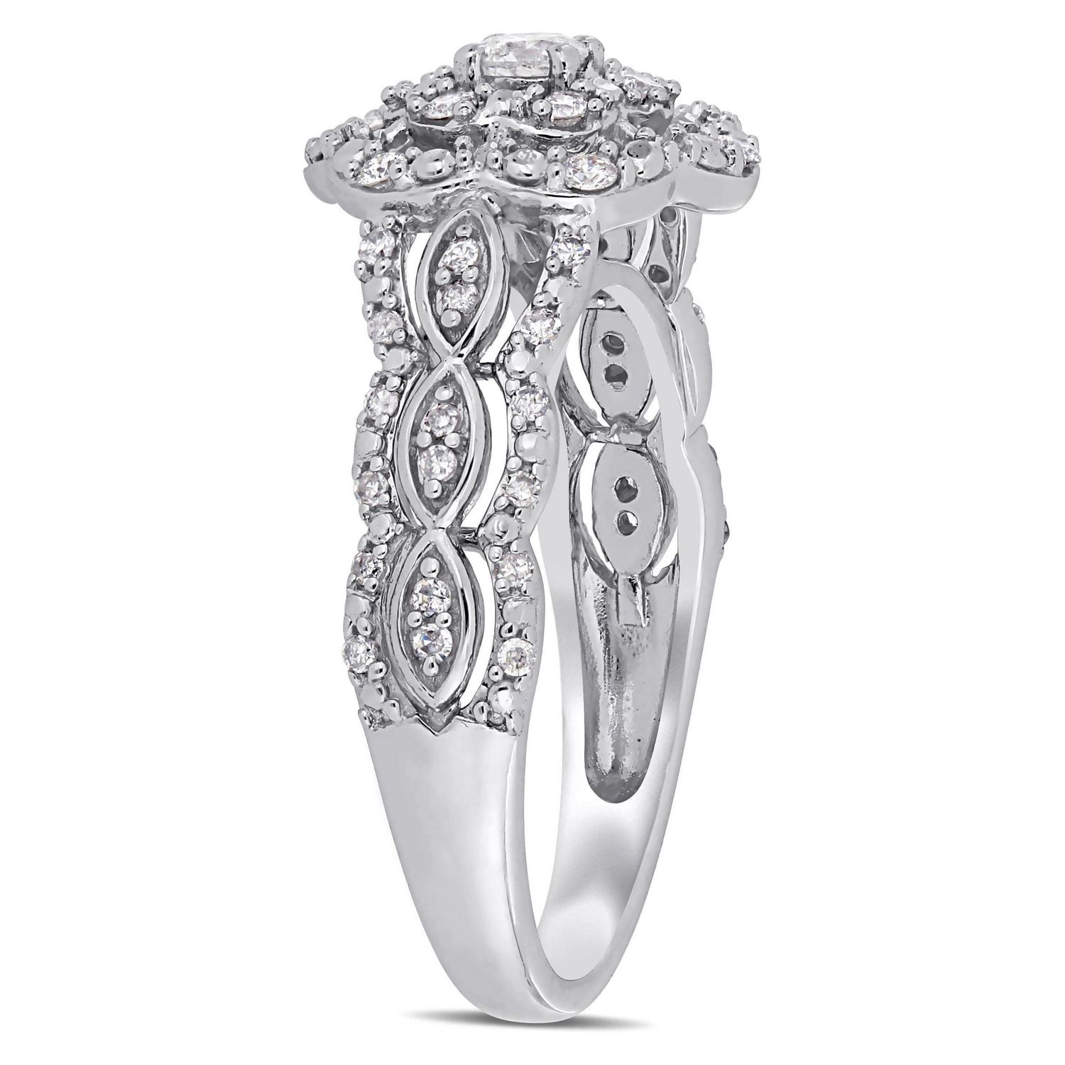 Bague de fiançailles floral Miabella avec diamants 3/8 CT poids total en or blanc 10K