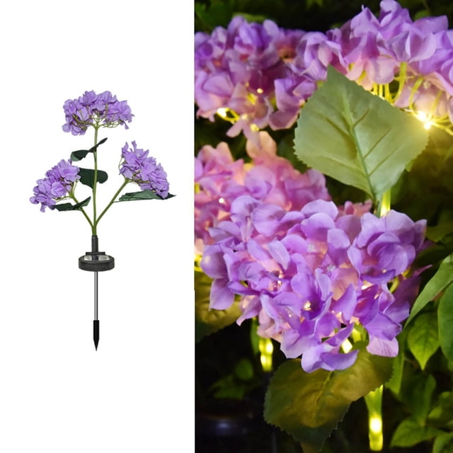 Wzzjkit Solar Powered Three Headed Embroidered Simulation Flower Lamp for Outdoor Courtyard Decoration Floor Lamp
